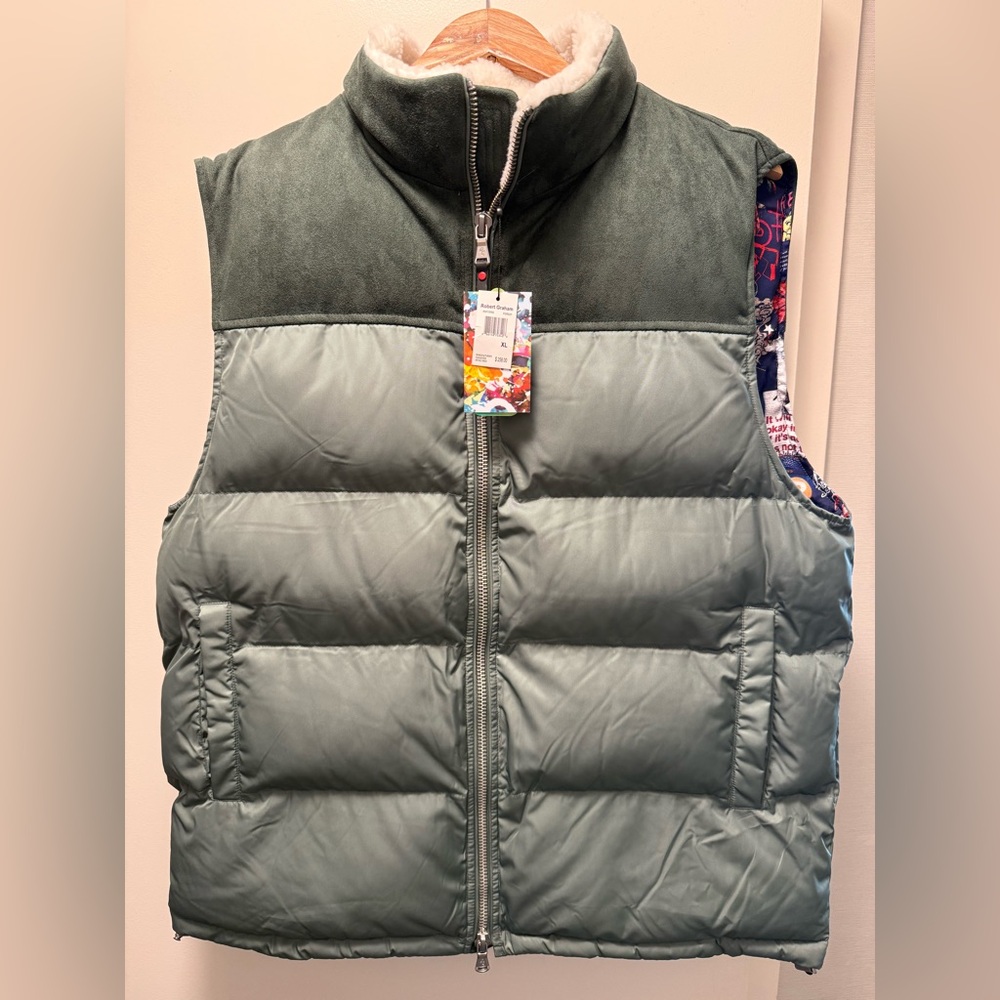 New Mens Robert Graham Puffer Vest XL MSRP $258 RGF23R82